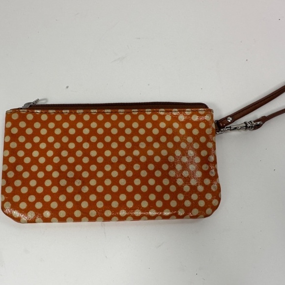 Fossil KeyPer Polka Dots Wristlet Wallet Coated Canvas w/Leather Strap - Picture 10 of 11